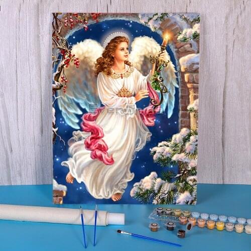 Angel Religion Paint By Numbers Complete Kit Acrylic Paints 50*70 Canvas Painting Handmade Children Handicraft Drawing