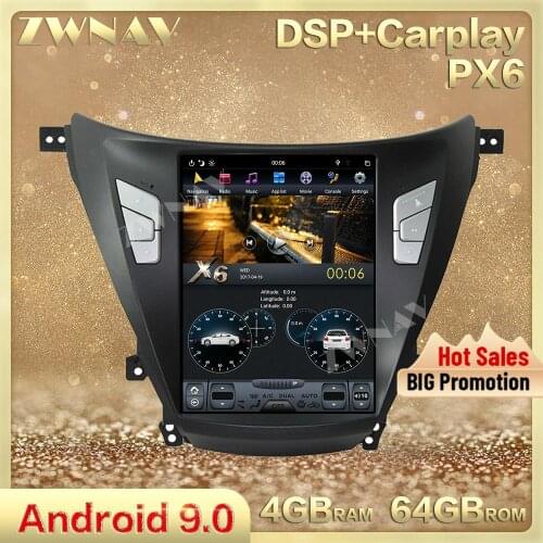 PX6 Tesla Style Android 9.0 Car multimedia player head unit for Hyundai Elantra Avante 2012-2016 car gps navi radio audio stereo