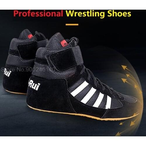 Boxing Wrestling Shoes Cow Muscle Outsole Combat Sneakers Plus Size 46 Professional Fighting Boots Martial Arts Taekwondo Shoes