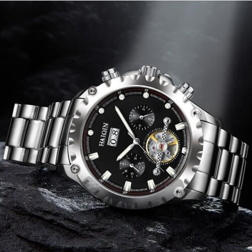 HAIQIN Fashion Mechanical Mens watches top brand Luxury automatic Men watch wristwatch men military tourbillon Relogio de homem