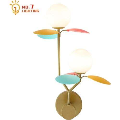 Nordic Ins Colorful Flower Childrens Room Decorative Wall Lamp Modern Simple Wall Sconces Boys/girls Room Bedroom Bedside Cafe