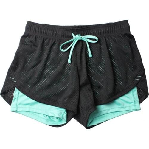 Breathable Fashion Fake Two Piece Athletic Shorts Soft Fitness Shorts Double Layer Bottoms