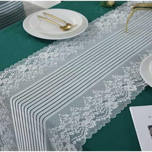 Elegant White Lace Table Runner Wide Retro Rectangular Table Cover Cabinet TV Crotchet Lace Decorative Tablecloth Tavolo