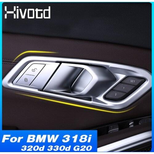 Hivotd Inner Door Bowl Cover Trim Interior Decoration Car Styling Accessories Garnish Parts For BMW 318i 320d 330d G20 2020 2021