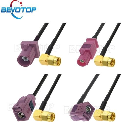 Violet Fakra H Male / Female to SMA Male Right Angle Plug RG174 Cable Car Antenna Extension Cord RF Coaxial Pigtail Jumper