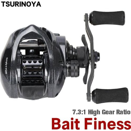 TSURINOYA 142g 9BB 7.3:1 High Gear Ratio Baitcasting Reel SPIRIT FOX Bait Finesse Lure Fishing Reel Pesca Molinete Casting Reel