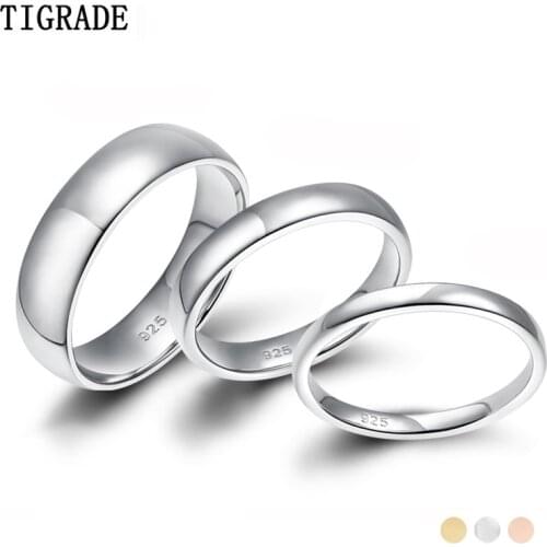 Tigrade 2/4/6mm Women Silver Ring High Polished Wedding Band 925 Sterling Silver Rings Simple Engagement Bague Female Jewelry