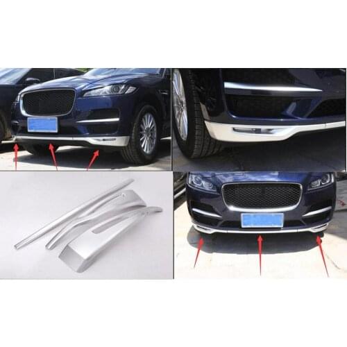 For Jaguar F-Pace F Pace 2016 2017 2018 Car-styling ABS Matte Chrome Front Grill Bumper Cover Trim Set of 3pcs