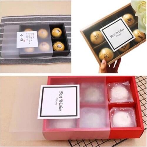Wholesale 100pcs/lot Transparent Black Red Brown Cake Box Dessert Macarons Mooncake Boxes Pastry Packaging Boxes