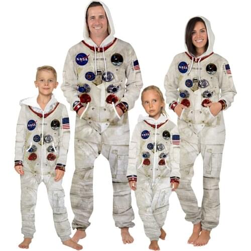 Halloween Kids Adult Astronaut Cosplay Costume Fancy Cosmonaut Costume for Boys Carnival Parent-child Outfit Birthday Costume
