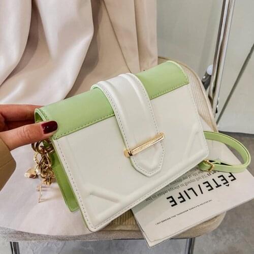 Contrast Color Leather Crossbody Bags For Women 2021 Travel Handbag Fashion Female Shoulder Messenger Bag Ladies Tote Bags