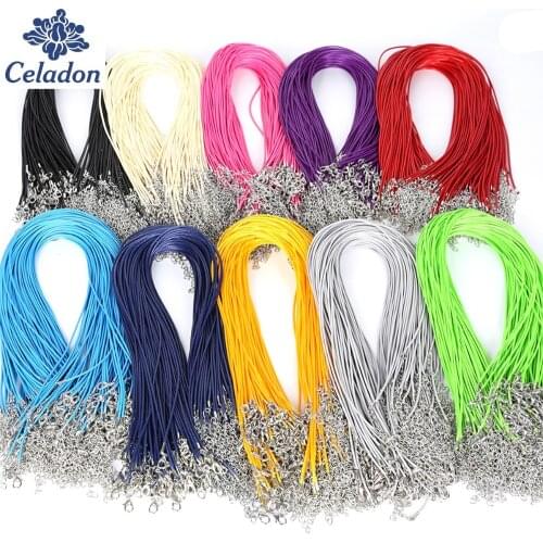 Hot Sale 1.5MM 10pcs 17 Colors Faux Leather Cord Chain Adjustable Necklace with Lobster Clasp For DIY Jewelry Findings