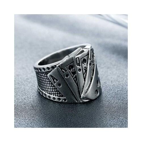 Fashion Alloy Magician Playing Card Rings for Men Party Banquet Vintage Steam Punk Rings Jewelry Gifts