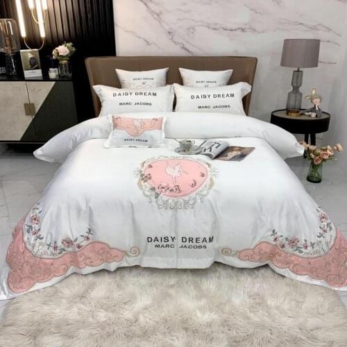 2021 new products 60 pieces of washed silk All cotton embroidery Bed Set luxury bedding king size 4-piece set