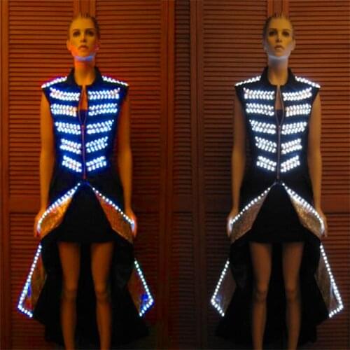 New Design Led Luminous Light Up Man Women Tuxedo Suit Led Growing Flashing Costume DJ Party Dance Wear