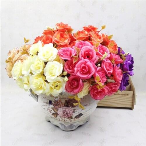 Wholesale Cheap Artificial Rose Flower Bouquet Arrangement For Wedding Home Party Decor