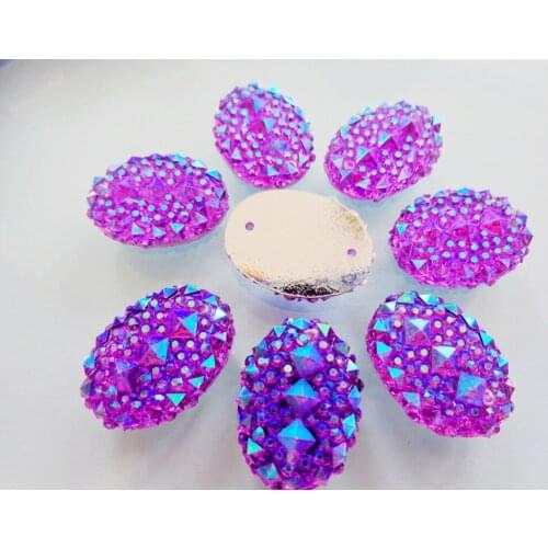 Wholesale purple AB colour oval shape flatback sew on stones crystal Rhinestones Accessores 13*18 mm 100pcs/lot