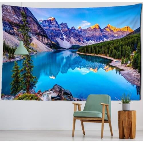 Landscape Painting Tapestry Wall Hanging Colorful Natural Scenery Bohemian Travel Mattress Studio Living Room Art Decor