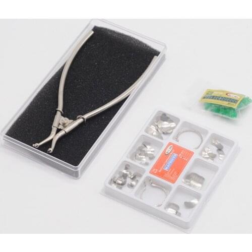 Full Kit Dental Matrix Sectional Contoured Metal Matrices No.1.398/plier/Wedges For Dentist Lab