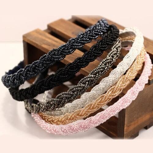 Women Girls Chic Bead Rhinestone Crystal Head Chain Headband HairBand Hairwear