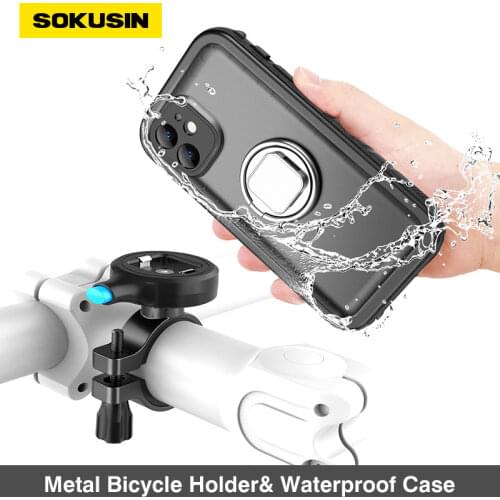 2 in 1 Bike Phone Holder,Waterproof Case for iphone 12/ 12 Pro/12 Pro Max/12 Mini,Aluminum Alloy Quick Release Motorcycle Holder