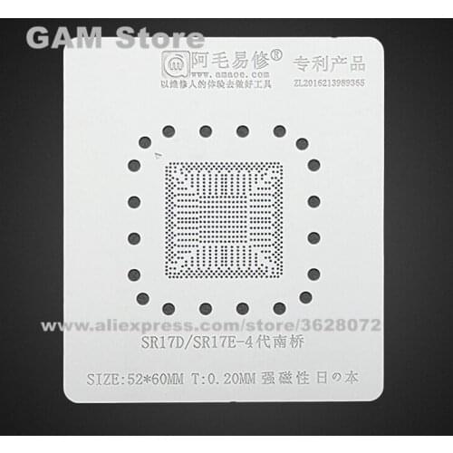 SR17D SR17E-4 BGA Stencil Reballing IC Pins Solder Tin Plant Amaoe Square Hole Heating Steel Mesh 0.20mm Thickness