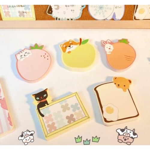 Cartoon Cute Animals Sticky Note Planner Sticker Creative Notes Kawaii Message Paper Memo Pad School Stationery 65sheets