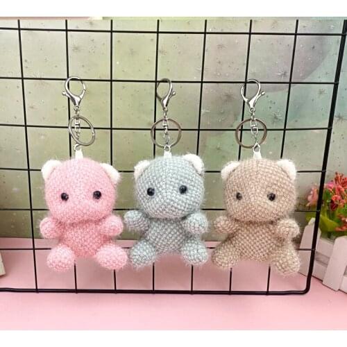 Trending Cartoon Cute Fun Plush bear stuffed soft Soothing doll Exquisite baby bed Pendant car Keychain birthday wedding gift