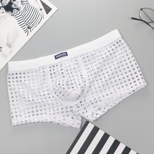 Mens Sexy Underwear Boxer Briefs Mesh Breathable Underpants Sexy Underwear Temptation Low-Waist Underpants Erotic Lingerie