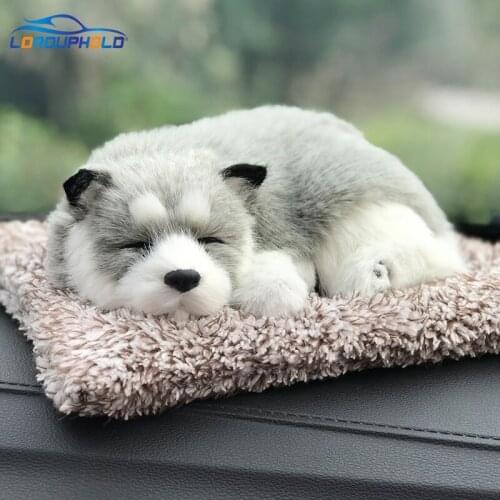 Car Interior Decoration Dog Decor Car Ornament ABS Plush Dogs Shake Head Simulation Sleeping Dog Toy Auto Dashboard Ornaments