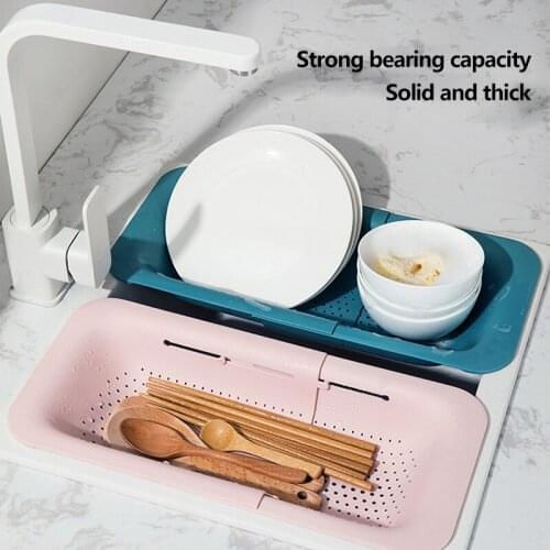 Kitchen Retractable Sink Drain Basket Plastic Dish Rack Sink Filter Water Basket Kitchen Sink Accessories Kitchen Drain Basket