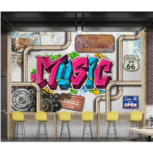 WDBH Custom photo mural 3d wallpaper Vintage Tin Metal Pipe Graffiti Bar KTV home decor 3d wall murals wallpaper for living room
