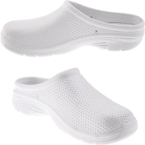 Womens Ladies White Clogs Beach Garden Kitchen Walk Work Mules Shoes