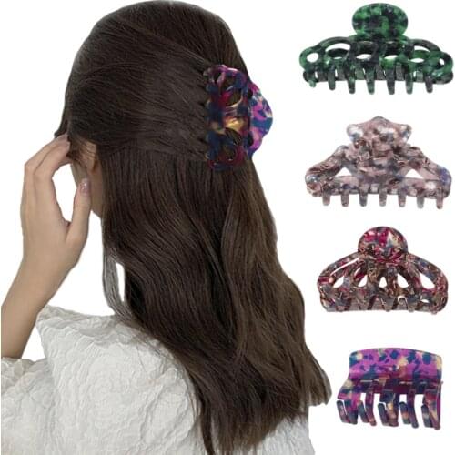 Acetate Hair Claws Geometric Large Square Vintage Hair Crabs Clip Women Hair Clamps Barrette Girls Hair Accessories