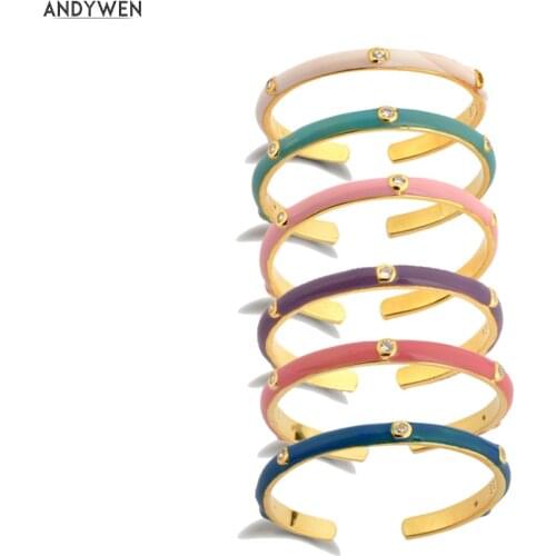 ANDYWEN 925 Sterling Silver Slim Enamel Ring Resizable Adjustable White Purple Pink Blue Women Jewelry Colorful Jewelry In Spain