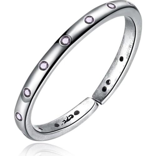 UFOORO S925 Fashion Trend Zircon Sterling Silver Open Ring For Woman Wedding Love Anniversary Jewelry