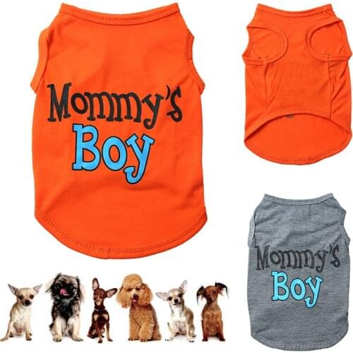 Mommys Boy Printed Dog Clothing Poodle Bichon Pomeranian Polyester Vest for Spring Summer Pet Dogs Puppy Thin Clothes Supplies