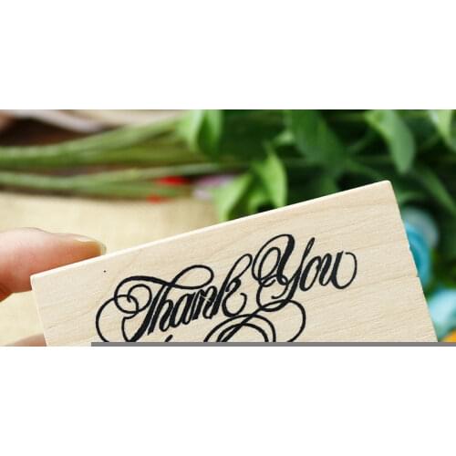 Thank you Wood Stamps 1pc Scrapbooking Thank You Wood Rubber Stamp Craft Handmade Wooden Stamp Handicrafts 8x4cm Home Decor