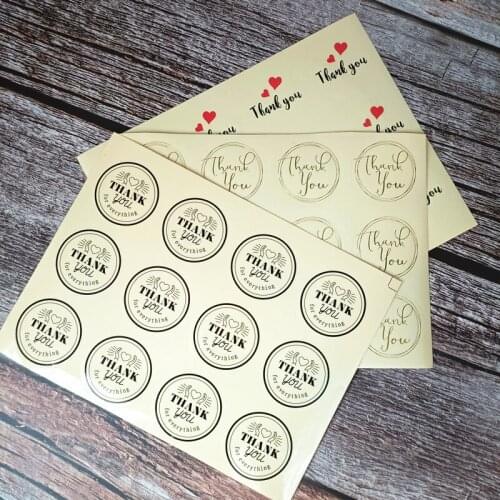 102pcs Bronzing Transparent Thank You Seal Stickers DIY Gift Decoration Sticker Envelope Paper Bag Waterproof Label 35mm