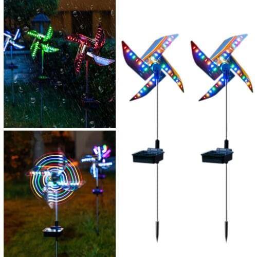 2pcs 32LED Windmill Garden Light Waterproof Yard Decor Outdoor Solar Ground Lamp Solar Bollard Light Led Solar Stick Lights