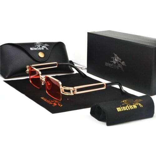 2019 Rectangular Sunglasses Men Small Metal Frame Retro Square Sun Glasses Women New Fashion Punk Eyeglasses UV400 with Box NX
