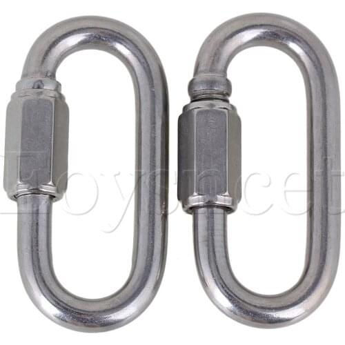 2pcs 304 Stainless Steel Quick Link Lock Ring Carabiner M8 Set of 2 Silver Tone