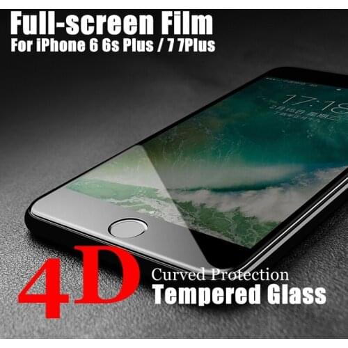 4D Screen Protector Film for iPhone 6 6s Plus 3D Cold Carving Full Cover 9H Hight Quality 5D Tempered Glass for iPhone 7 7 Plus