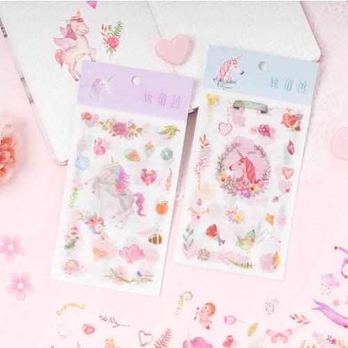 6 sheets/Pack Cute Rainbow Unicorn Paper Stickers Washi sticker Computer Decor School Student Stationery