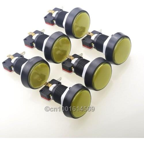 6pcs 44mm 5 color LED Push Button Arcade Button 5V Led Illuminated Push Button With Micro Switch DIY Arcade Game Parts - Yellow