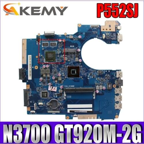 Akemy P552SJ Laptop motherboard for ASUS P552SJ P552SA P552S P552 Test original mainboard N3700 CPU GT920M-2G