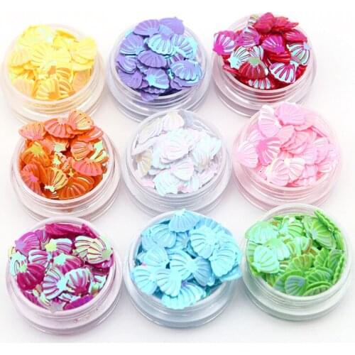7mm 10g Sea Shell PVC Bulk Sequin Glitter Glitter Glitter for Nail Art Sewing Wedding Costume Decoration Confetti Accessories