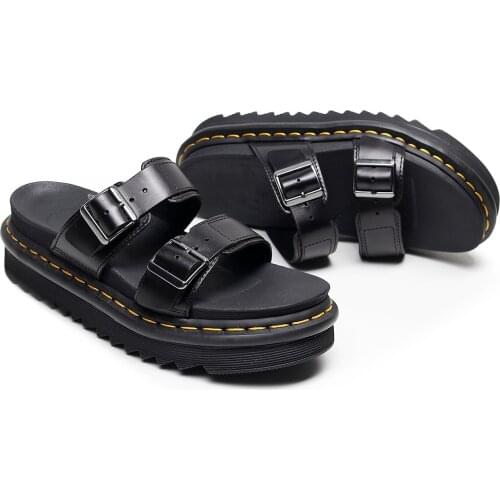 34-45 Size Genuine Leather Martin Sandals Slippers for Couple Men Women Casual Thick Sole Platform Sandals Shoes Man
