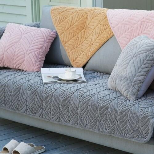 Sofa Covers for Living Room Gray Color Plush Fabric Sofa Cushion Couch Cover Modern Minimalist Corner Sofa Towel Seat Pad