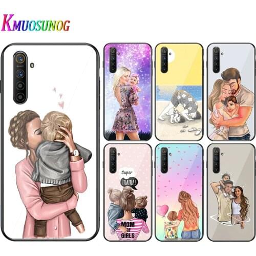 For OPPO A5 A9 2020 F7 Phone Cover Mom Dad Baby Family for OPPO Reno 2 Z 2Z 2F 3 4 Pro 5G Bright Black Phone Case